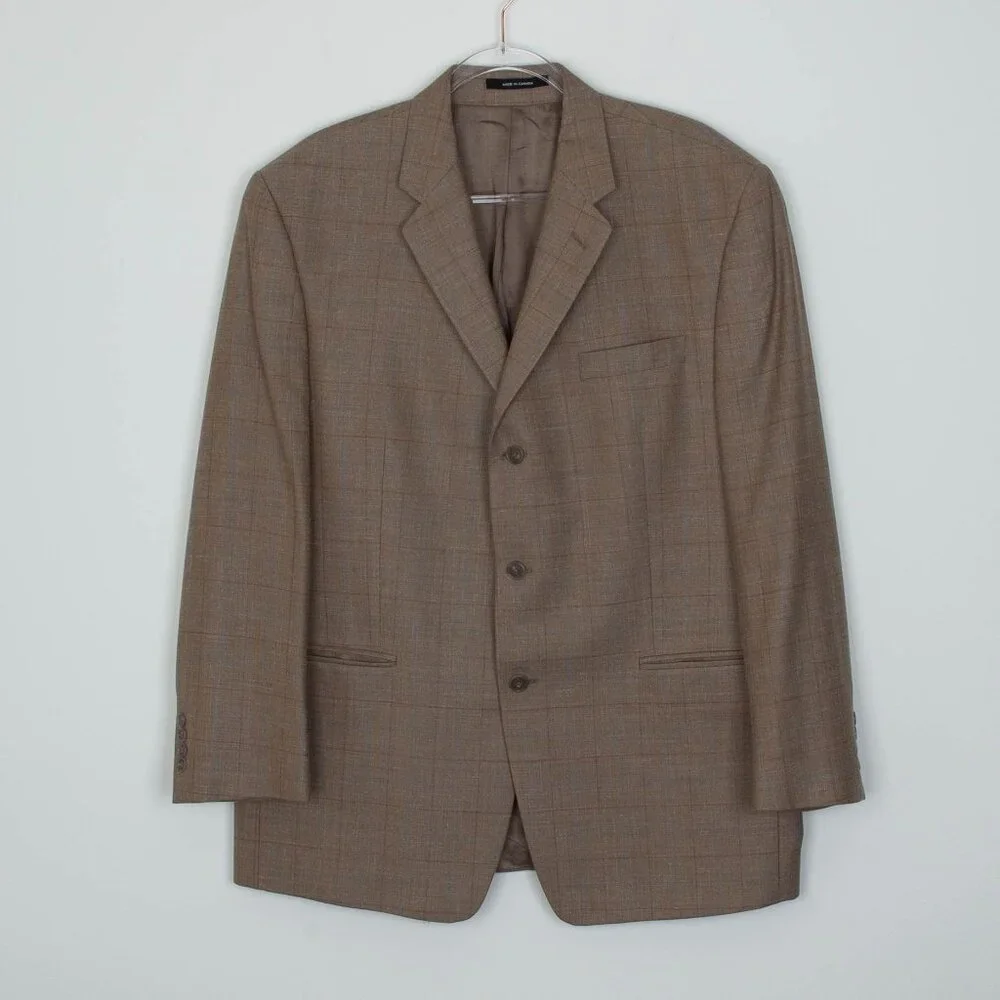 Calvin Klein Mens Single Breasted Linen Blazer Size 44R Tan Professional‎ Office